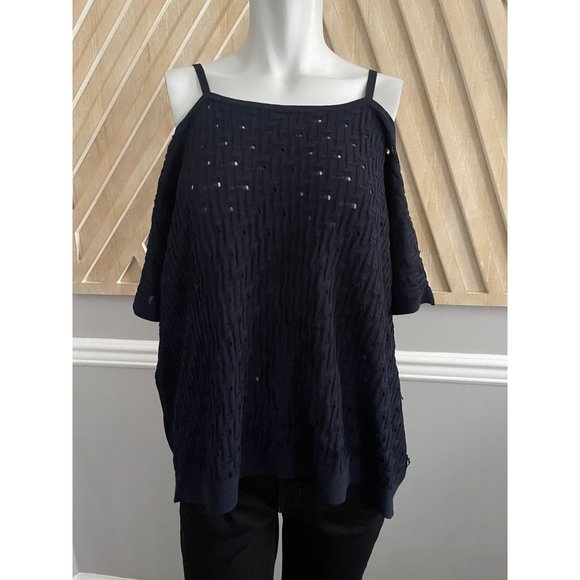 Autumn Cashmere Textured Stretch Knit Cold Shoulder Top - Size XS - Picture 1 of 7